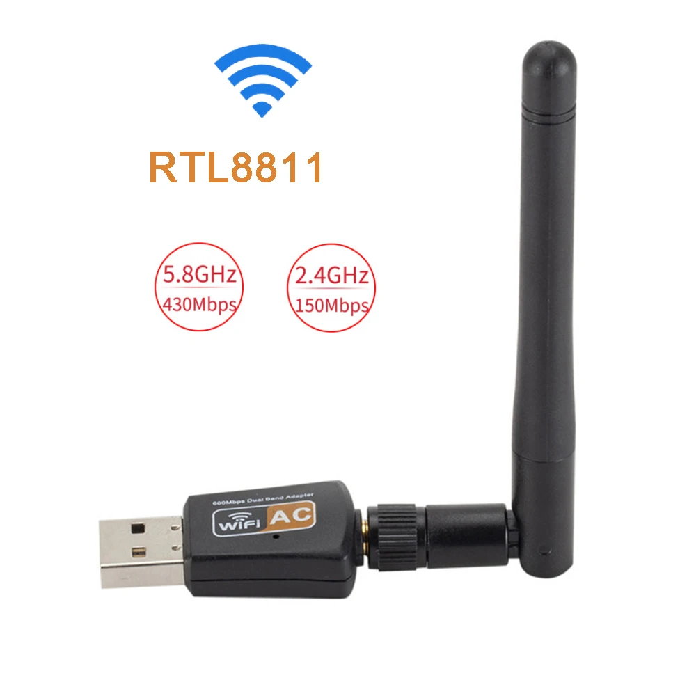 Фото USB Wi-Fi адаптер 600 Мбит/с AC600 RTL8811, двухдиапазонный 2.4G/5.8G, беспроводной донгл 802.11ac для настольных ПК, ноутбуков, Windows, Mac, Linux №3