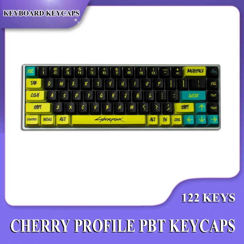 

Sublimation Cyberpunk Theme PBT Keycaps Personalise Cherry Profile Keycaps For Mechanical Keyboard 122 Keys Custom Keycap