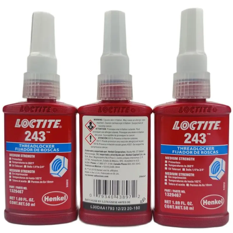 

3pcs Threadlocker Henkel Loctite 243 U.S. Edition screw glue to prevent loosening leak-proof seal anaerobic glue liquid adhesive