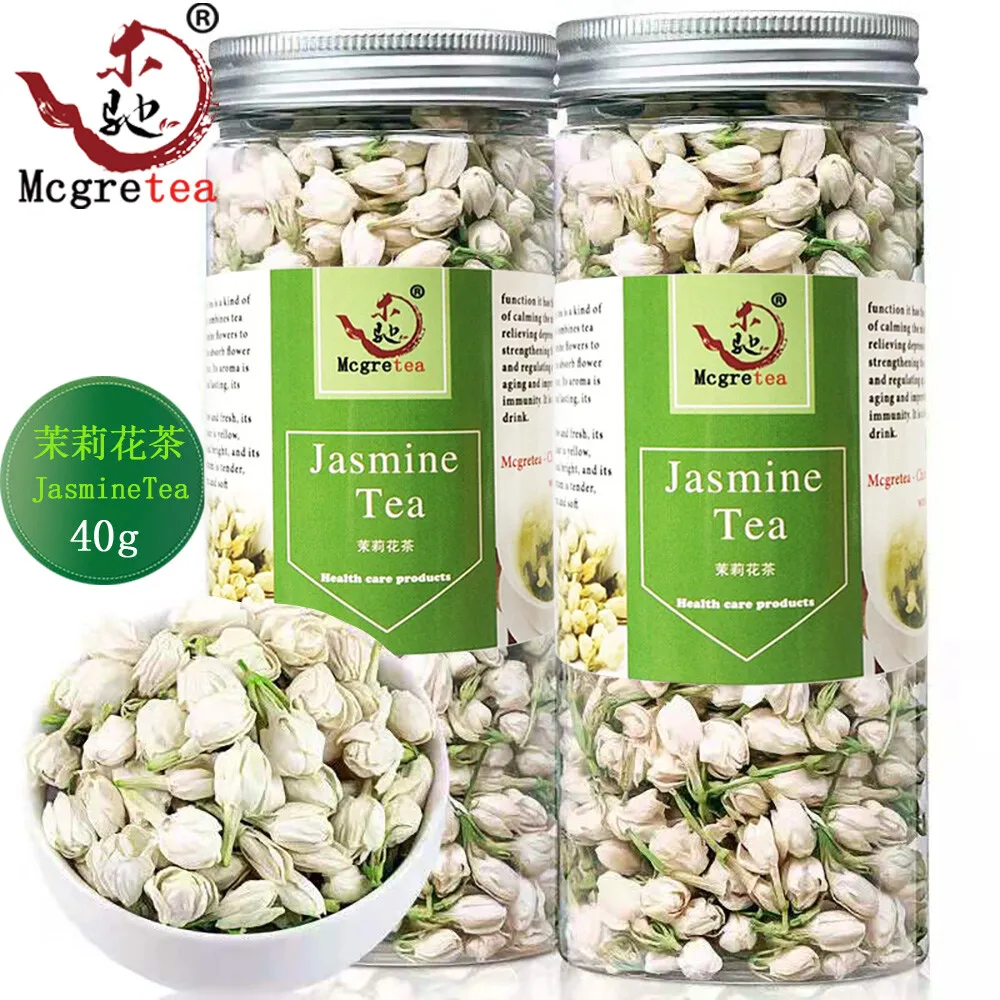 

40g Super Jasmine Tea, First-class Strong Flavor Jasmine Dried Tea, 2021 New Tea Mo Li Hua Cha with Rose Chrysanthemum teapot