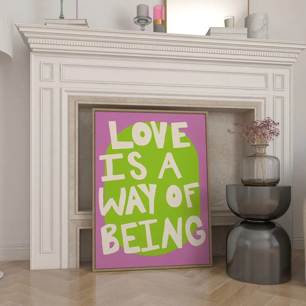 Плакат С Разноцветной Розой love Is A Way Of Be — Настенный Художественный Холст Принтом