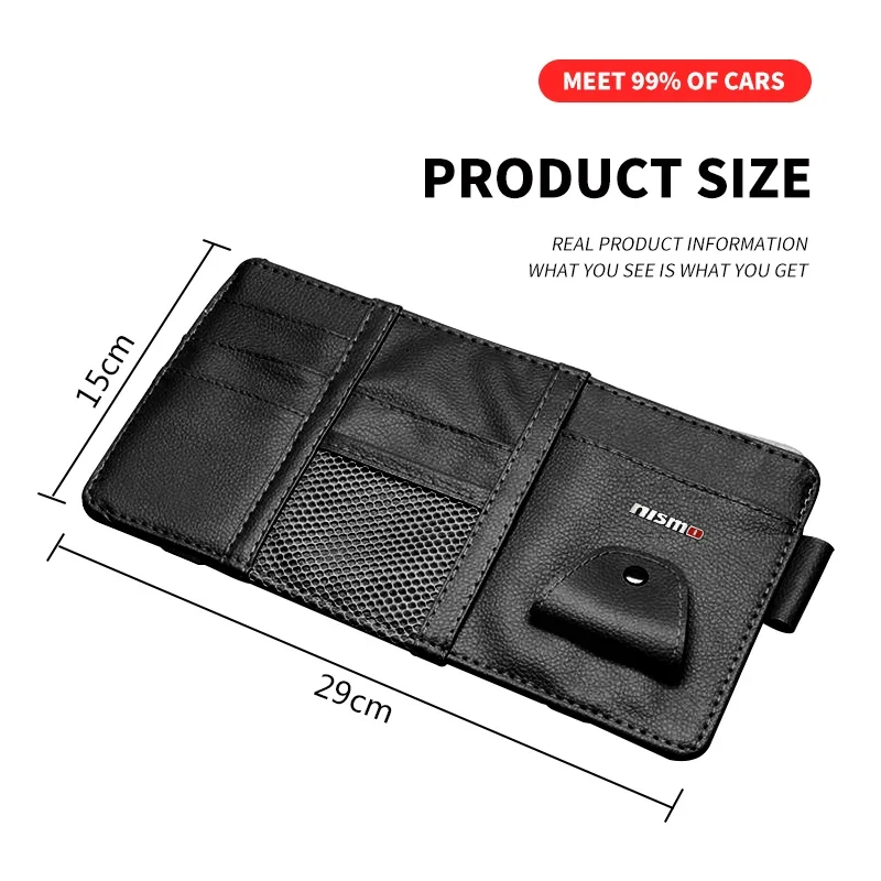 Car Sun Visor Organizer Storage Card Bag Sunglasses Clip For Nismo Emblem R34 GTR Nissan Tiida Sylphy Teana X-trail 1 2 Qashqa