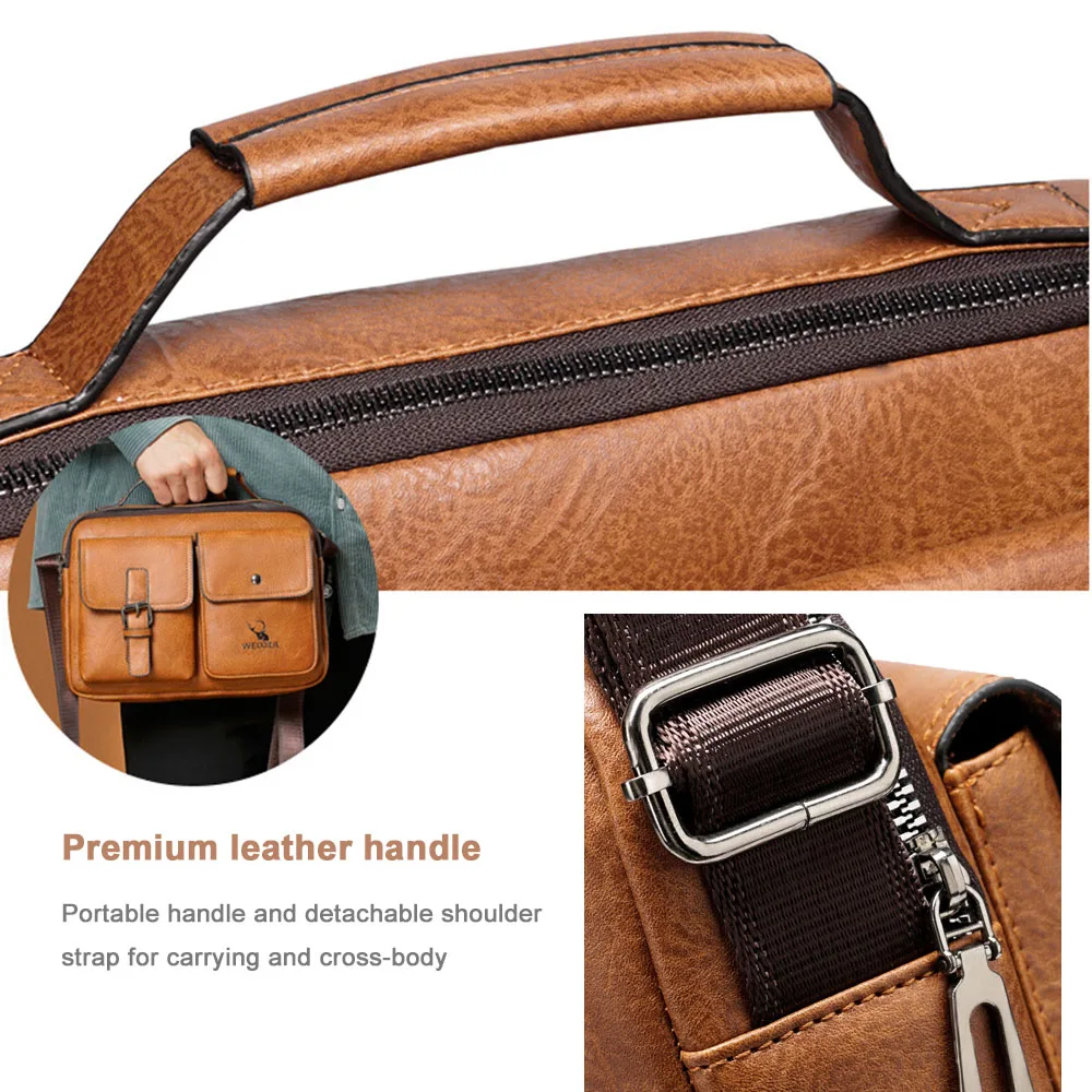 PU Leather Shoulder Bag Retro Men's Bag Leather Handbag Crossbody Bag Messenger Bag Stylish Briefcase Casual Satchel Handbag