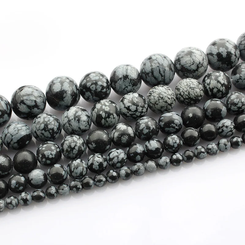 

1 Strands 15"(37~38cm) Round Natural Spots Obsidian Stone Rock 4mm 6mm 8mm 10mm 12mm Beads Lot for Jewelry Making DIY Bracelet