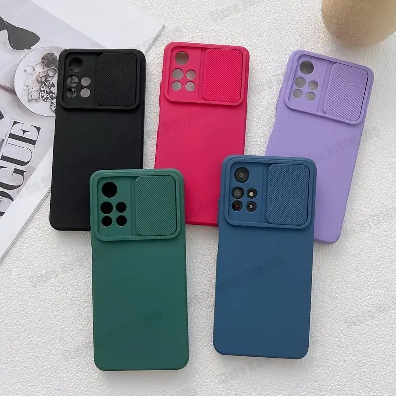 

For Redmi Note 11 Pro 5G Slide Camera Lens Protective Phone Case For Redmi 10 9T Note 10 Pro Max Soft Silicone Shockproof Cover