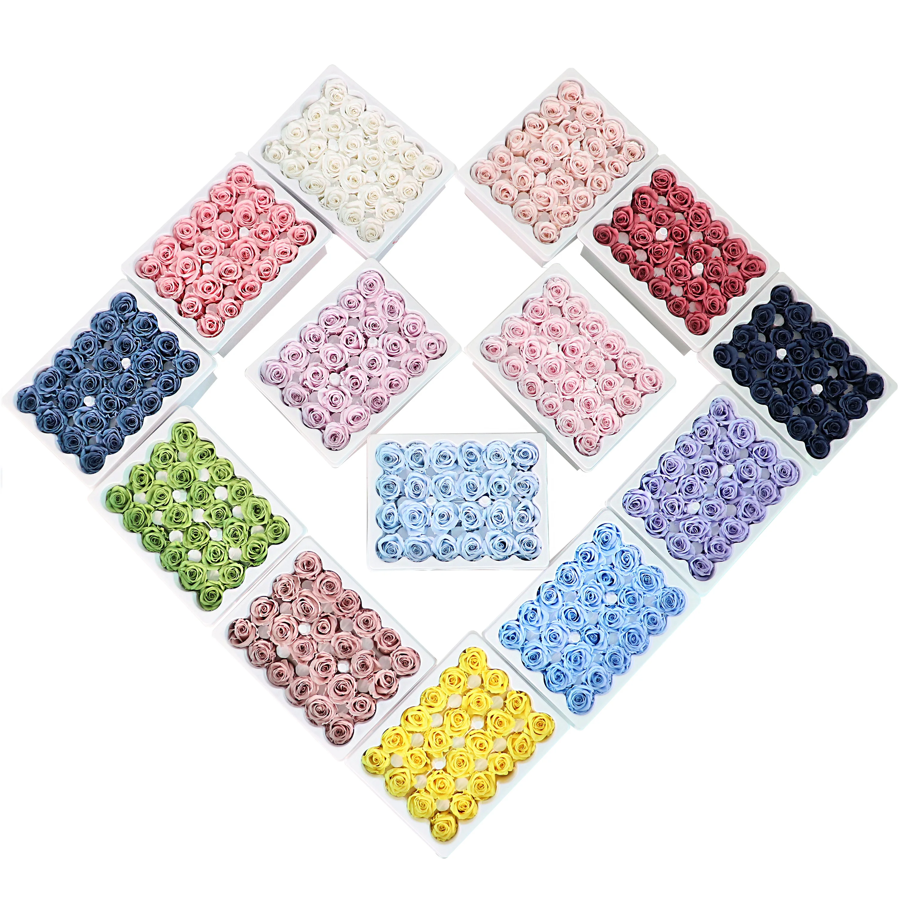 24 шт. мини-храненные головки роз 2-3 см класс B настоящая вечная долговечная роза