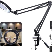 magnifying glass with light and stand 5 inch k9 optical glass lens 3 color modes stepless dimmable adjustable swivel arm light