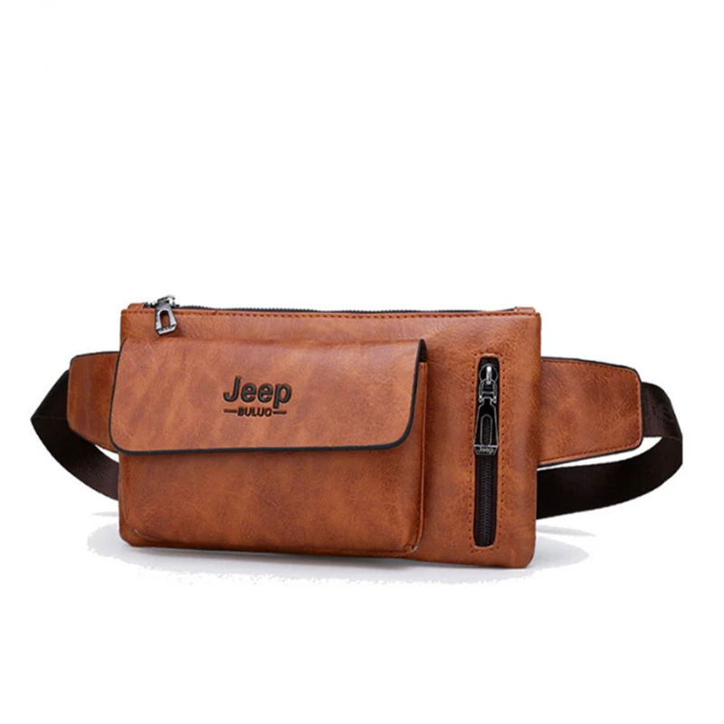 

JEEP BULUO Big Brand Men Sling Bag Fashion Casual Leather Chest Waist Bag Crossbody Daypacks For College Teenagers New