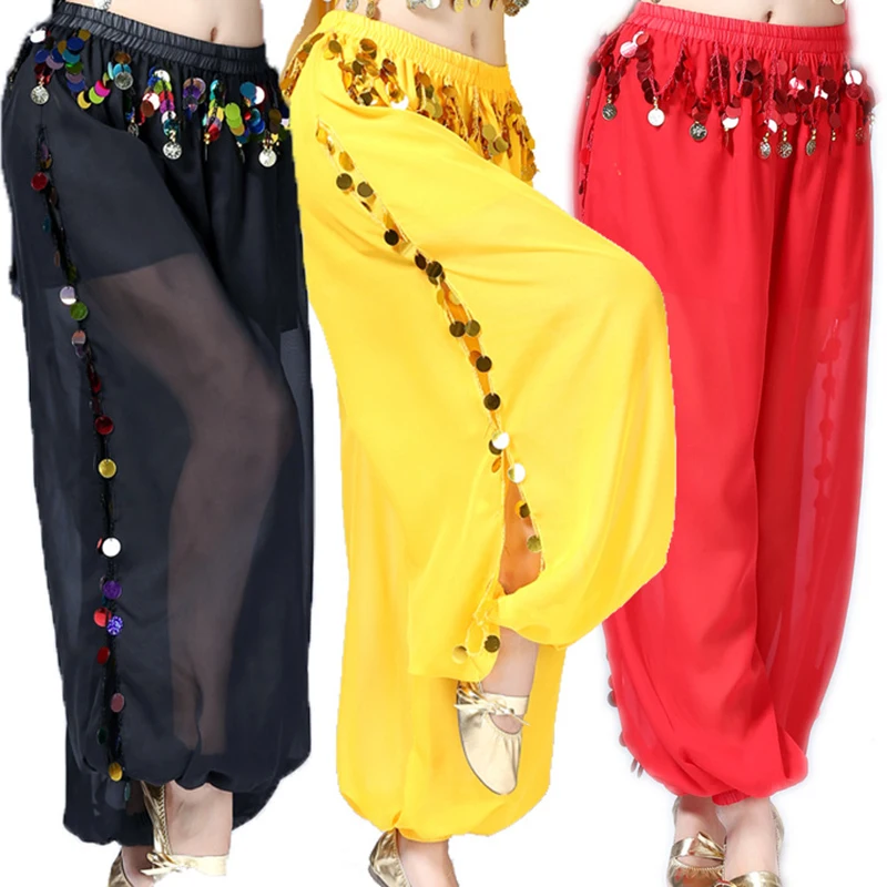 

Ladies Chiffon Belly Dance Costume Harem Pants Elastic Waist Long Indian Dance Trousers Bollywood Outfits Carnival Performance