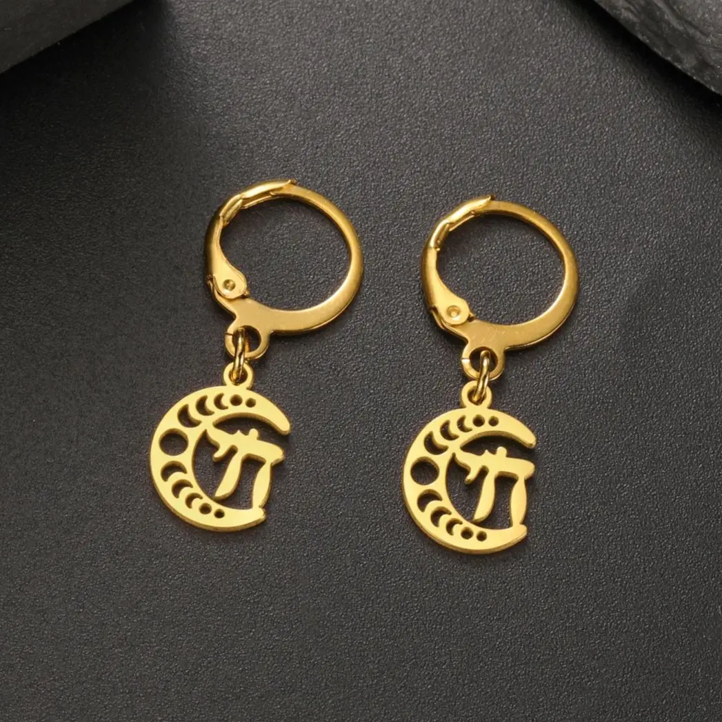 LIKGREAT Висячие серьги из нержавеющей стали с тремя лунами