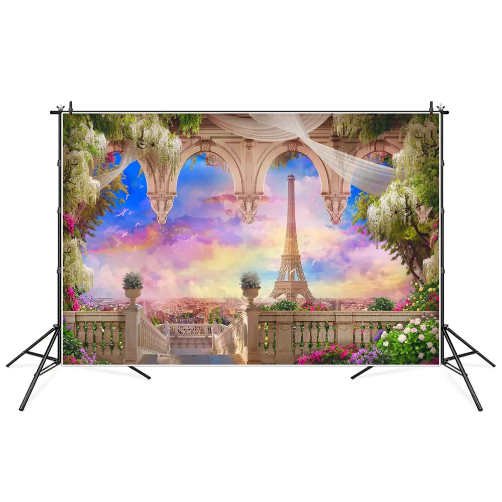 

Фон для фотосъемки с изображением Эйфелевой башни пейзажа и платформы