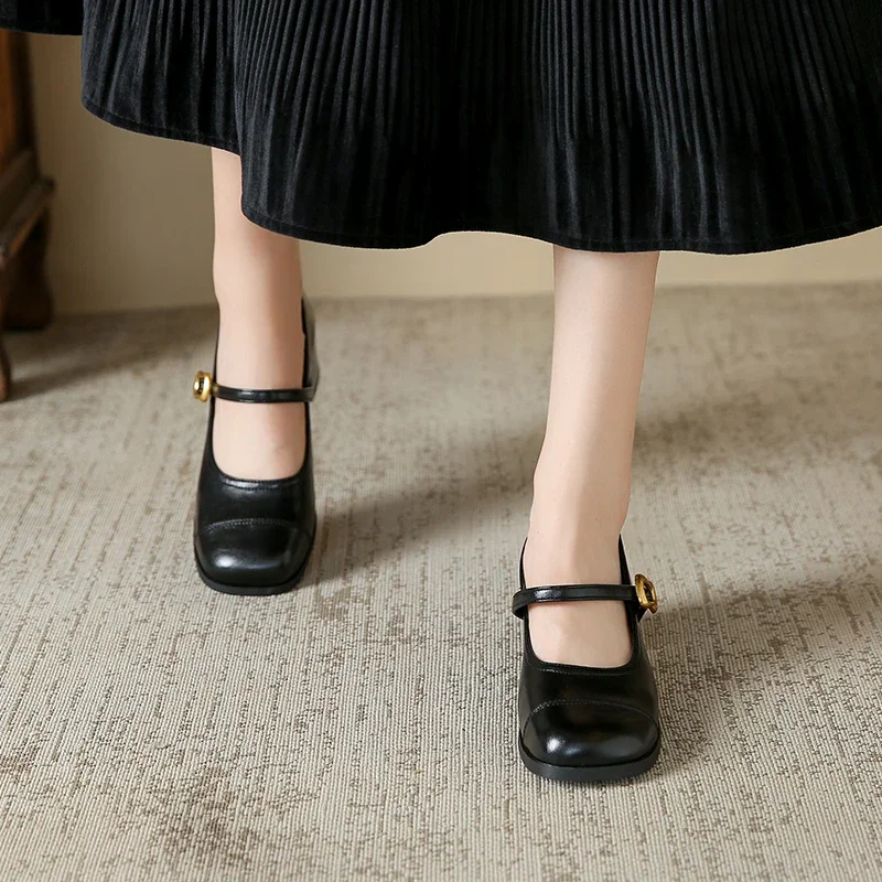 Новинка 2024 женская обувь Мэри Джейн модные туфли-лодочки с квадратным носком
