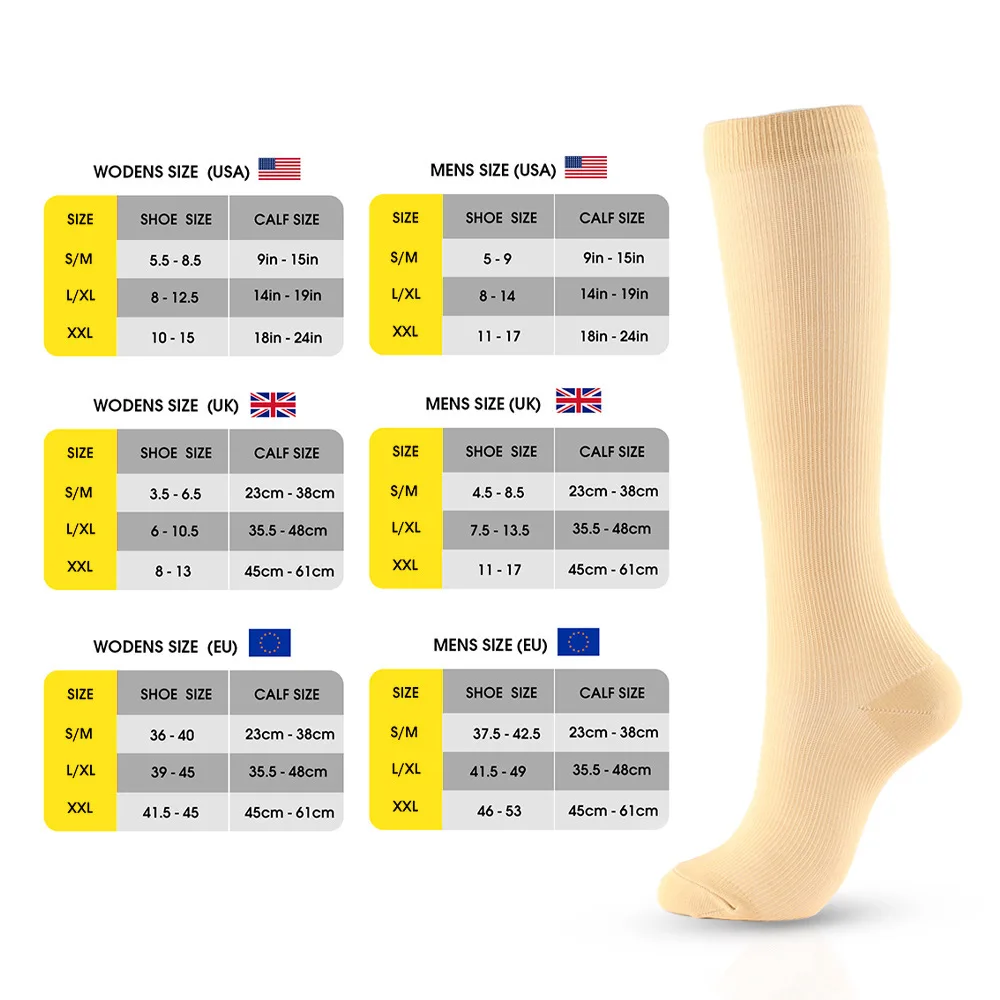 Xlwsbcr MenWomen Long Tube Compression Stockings Pressure Nursing Socks For Diabetes Varicose Veins Outdoor Sports Running Socks