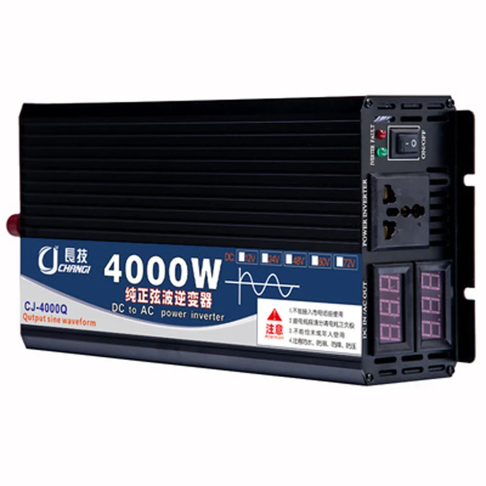 4000W 5000W 6000W Sine Wave Inverter DC 12V/24V 48V 60V To AC 110V/220V Voltage Power Converter USB Solar Inverter