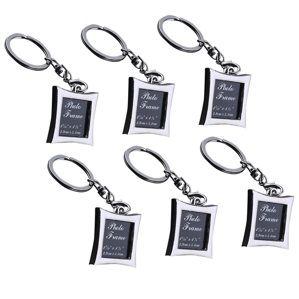 

6Pcs Fashion Metal Photo Picture Frame Keychains Key Rings Gift for Couple Family ( )