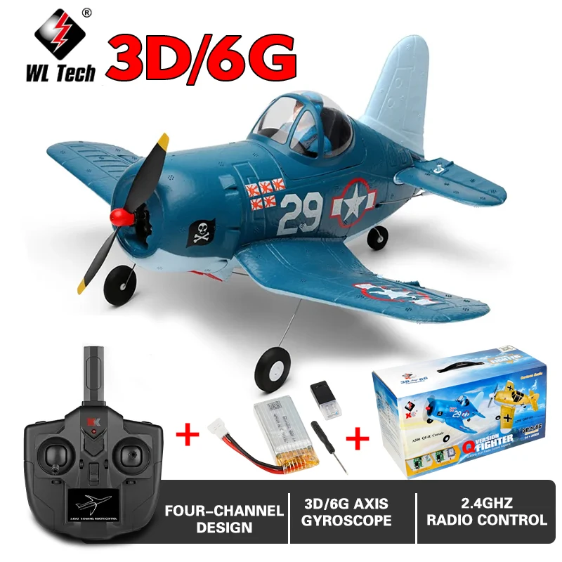 

WLtoys XK A500 RC Airplane Drone QF4U Fighter Four-Channel Machine A250 Remote Control Planes 6G Mode Fighter Toys for Adults