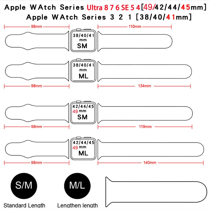 Silicone Strap For Apple Watch Band 44mm 45mm 49mm 41mm 40mm 42mm 38mm 45 44 mm bracelet iwatch Ultra series 7 se 3 4 5 6 8