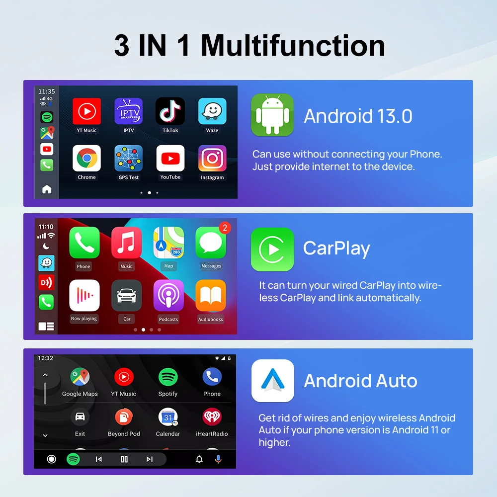 Carlinkit 4G 64 Гб беспроводной адаптер Carplay Smart Box Android Auto 13 QCM6125 Ai aiusb dongle youtube netflix