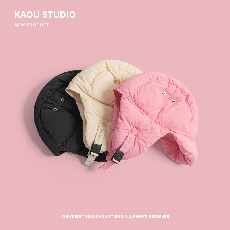 Зимняя пуховая шапка Lei Feng женская утолщенная хлопковая легкая теплая с защитой