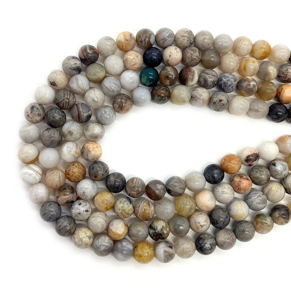 

Natural Gem Loose Spacer Beads Bamboo Leaf Agate 6mm 8mm 10mm Jewelry for DIY Making Necklace Bracelet Earring Charms Accessory