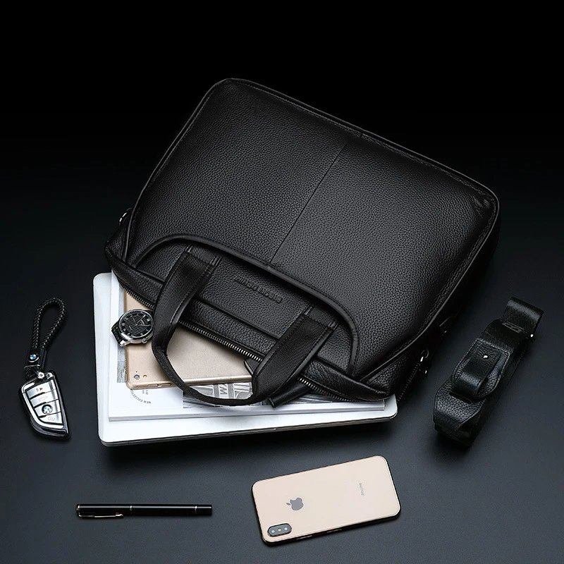Boutique Men's Handbag 100% Real Leather Business Casual Crossbody Bag Shoulder Men's Briefcase High Quality Messenger Bag