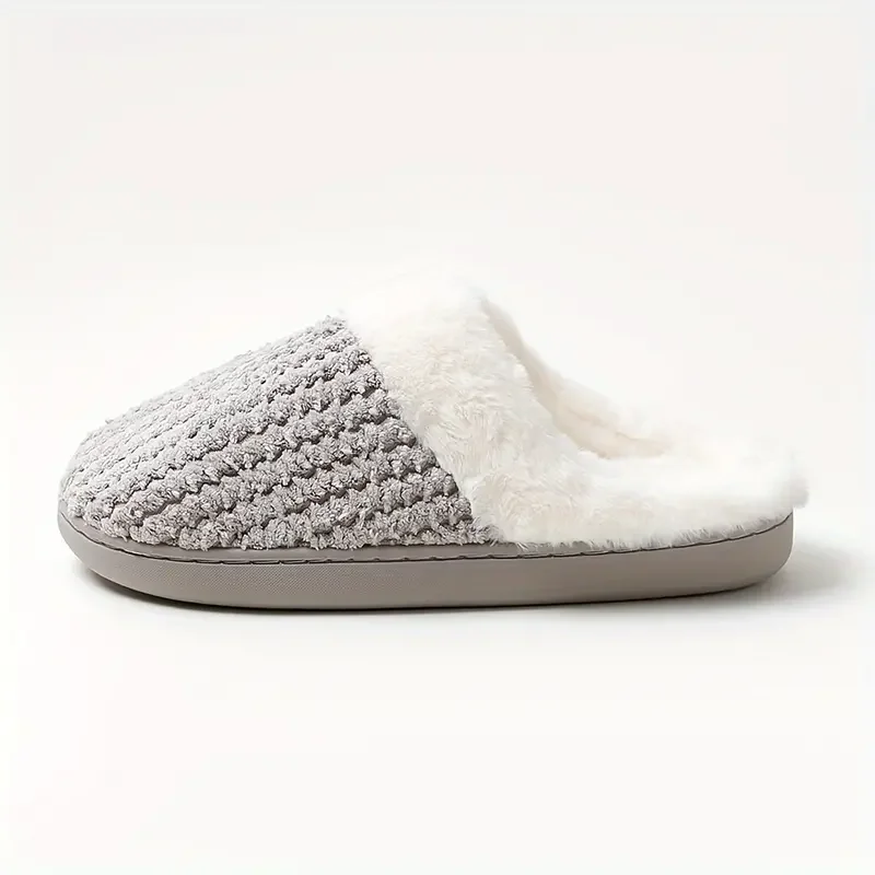 Теплые Вязаные тапочки для мужчин и женщин брендовые Нескользящие комнатные на