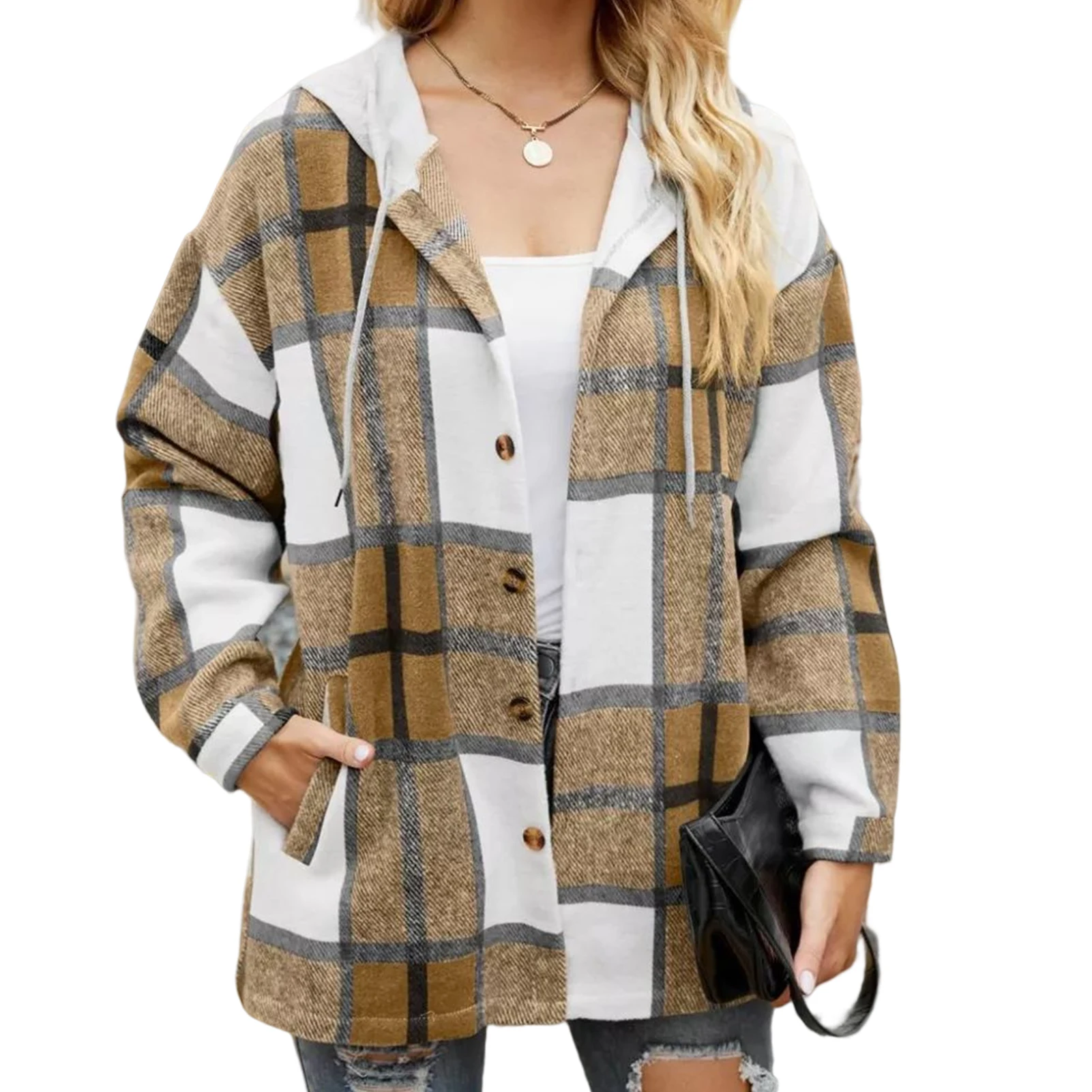 

Женское Свободное пальто в клетку, Размеры M/L/XL/2XL