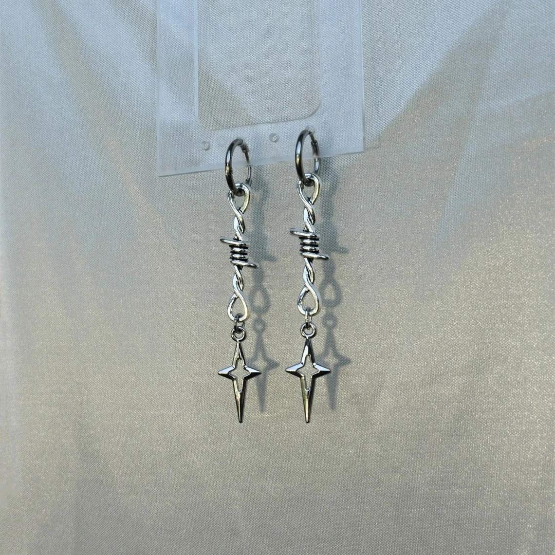 

Barbed Wire Earrings - hypoallergenic goth grunge punk y2k cute alt dangly earrings