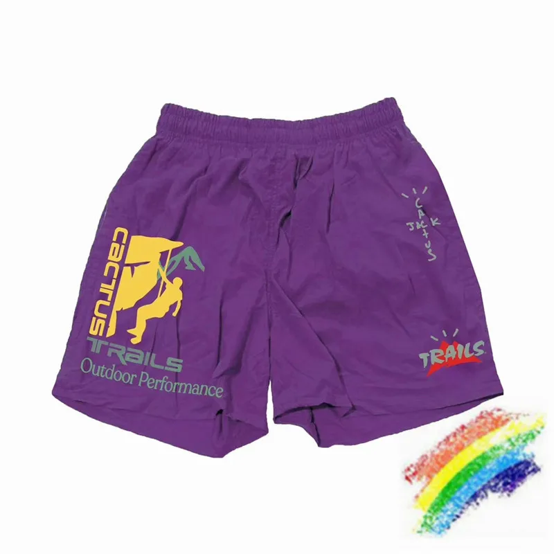 

Travis Scott Cactus Jack Running Climb Shorts Men Women 1:1 High-quality Purple Black Cactus Jack breechcloth