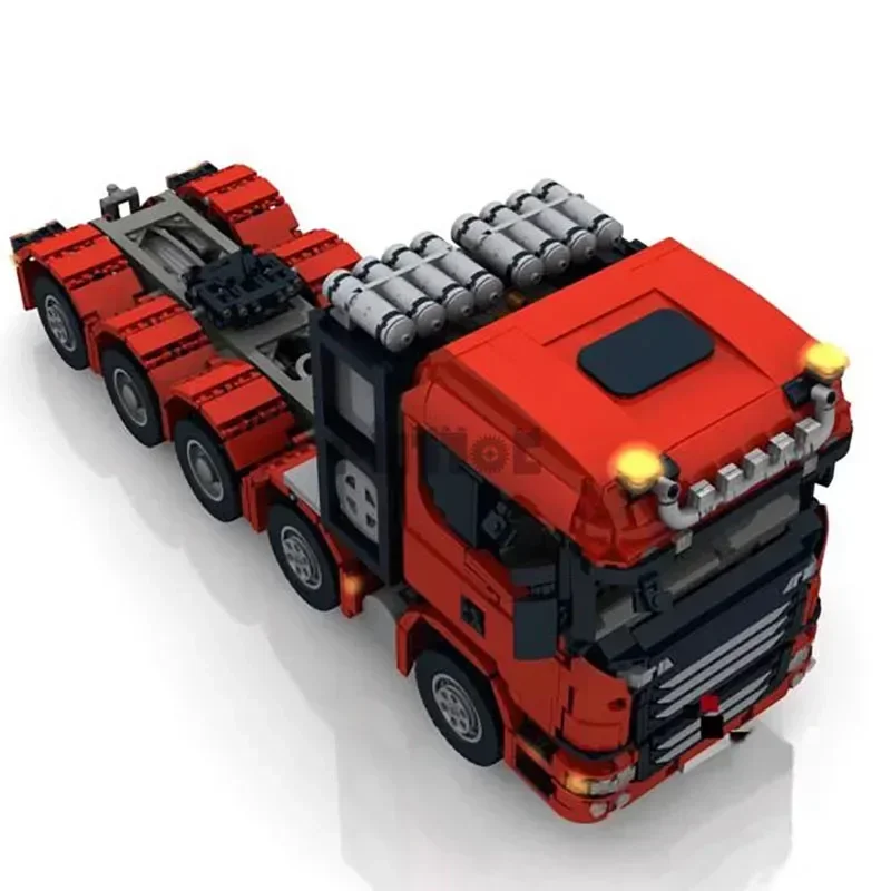 Фото MOC-37157Custom RC10x4 6 SLT Грузовик/красный грузовик в сборе Строительный блок Модель 3937 Детали Детские строительные блоки на день рождения Игрушка в подарок №3
