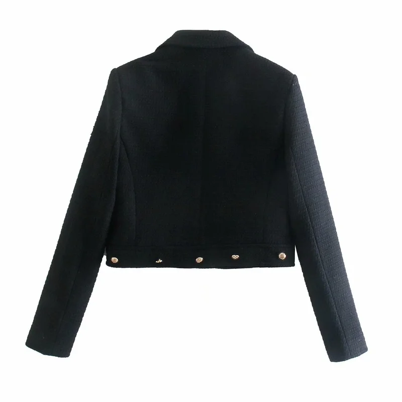 2023 Autumn and Winter New Long-sleeved Jacket European and American Style Buttons Decorated Lapel Short Temperament Suit Women