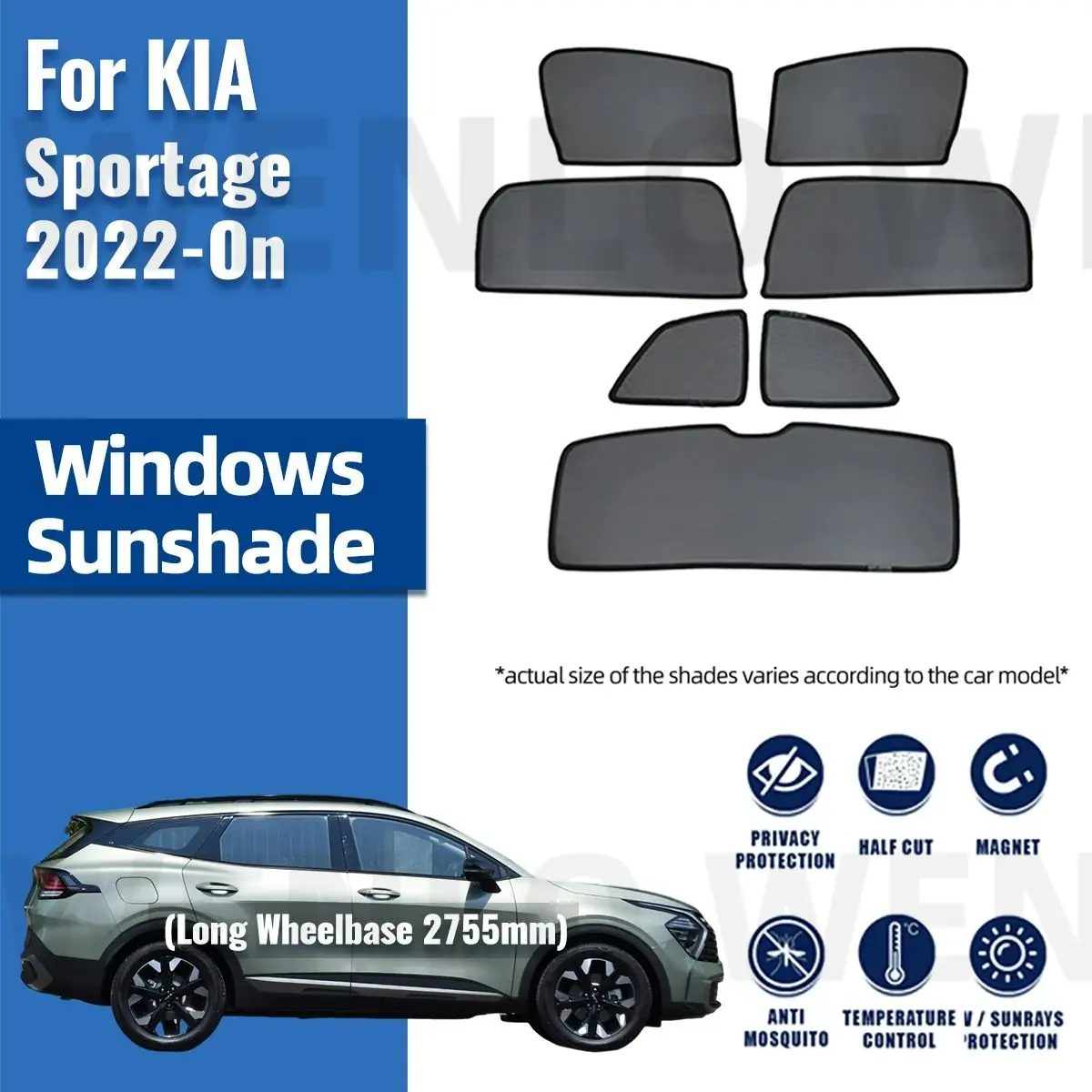 Фото Для Kia Sportage 5 NQ5 Hybrid 2024 2023 2022 Магнитные автомобильные оконные шторы Солнцезащитный козырек Теневое сетчатое стекло Защита от солнца №1