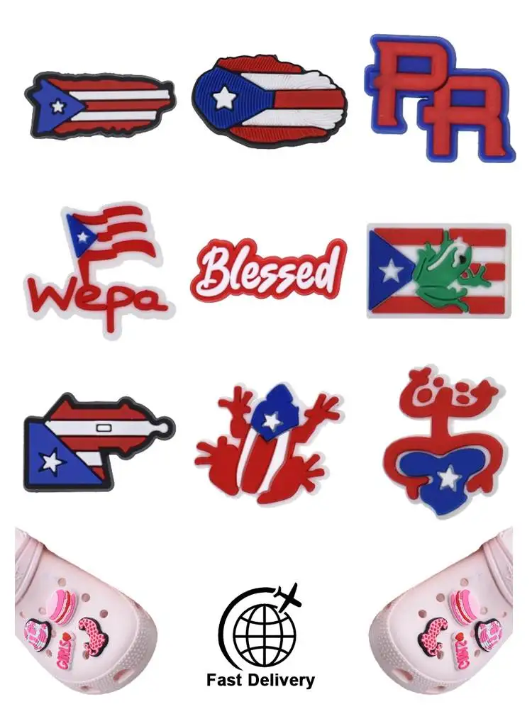 

1Pcs PVC USA for Crocs Charms DIY Badge Women Sandals Buckle Kids Pins Decoration Jeans Shoe Accessories X-mas Gift Dropshipping