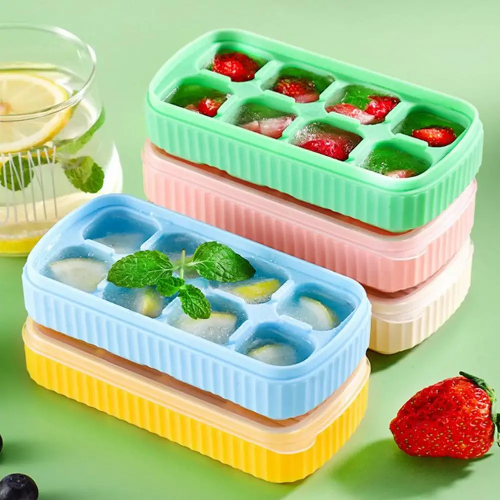 

3Pcs Ice Cube Mold 8-cavity BPA Free Silicone Mini Ice Cube Trays With Lids Easy Release Small Ice Molds For Whiskey Cocktails