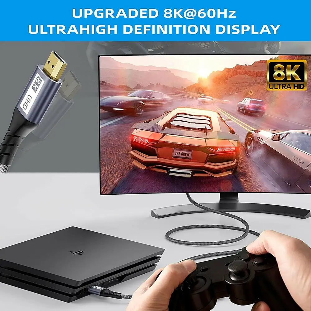 Кабель HDMI 2 1 Премиум 8K @ 60 Гц HDR 48 Гбит/с Ultra HD высокоскоростной шнур для ТВ