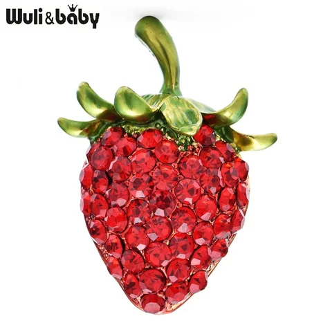 Броши Wuli&baby клубничные красные