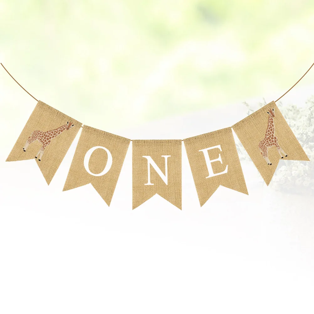 

Banner Birthday Baby Bunting Burlap Swallowtail 1 Party Shower Linen Flags Flag Garland Highchair 1St Decorations