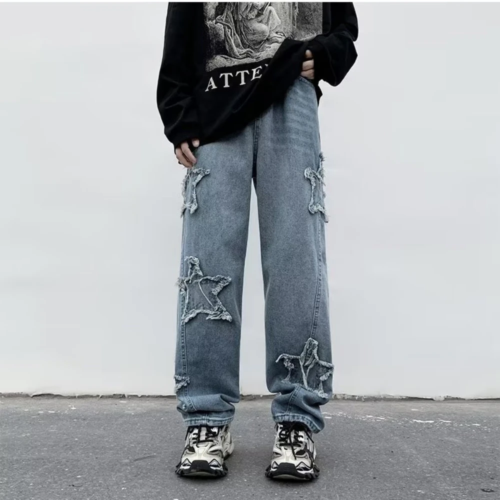 Men Jeans Wide Leg Denim Cargo jean pants Loose Straight Baggy Men's Jeans hip hop Streetwear Skateboard Neutral denim Trousers