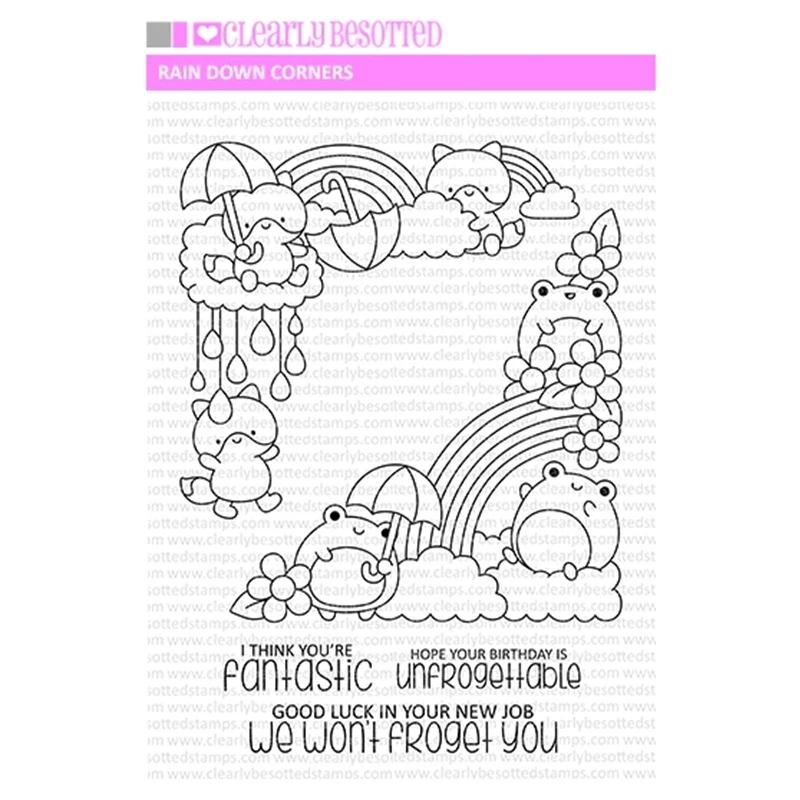 

February 2023 New Lovely Frog Rain Down Corners Clear Stamps and Cutting Dies for Scrapbooking Paper Making Card Craft