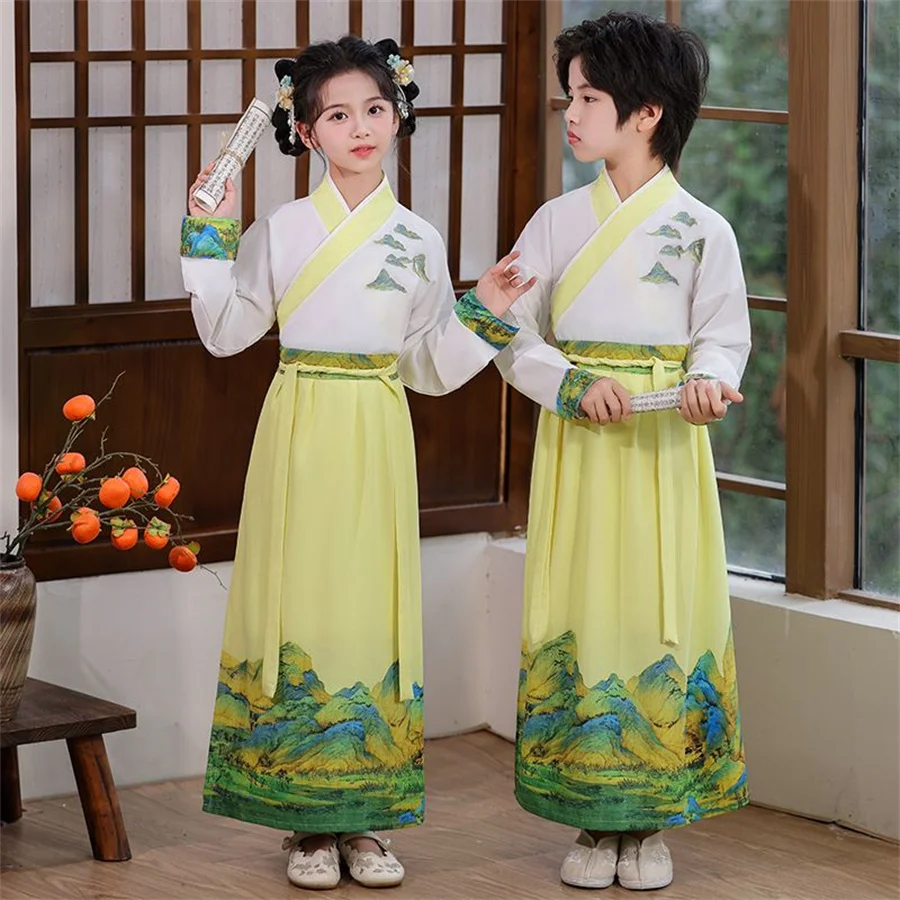 Детская древняя одежда ханьфу традиционная китайская школьная для мальчиков и