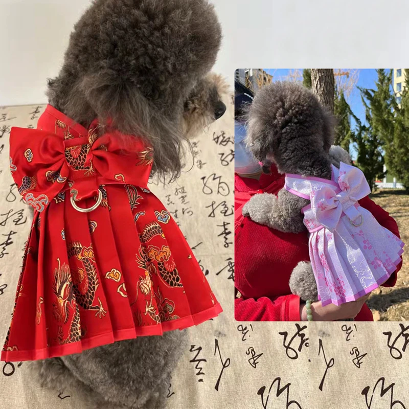 

Summer Cute Bow Tang Suit Small Dog Clothes Teddy Bichon Chihuahua Cats Jacket Pet Princess Dress Puppy Ropa Perro Thin Dresses