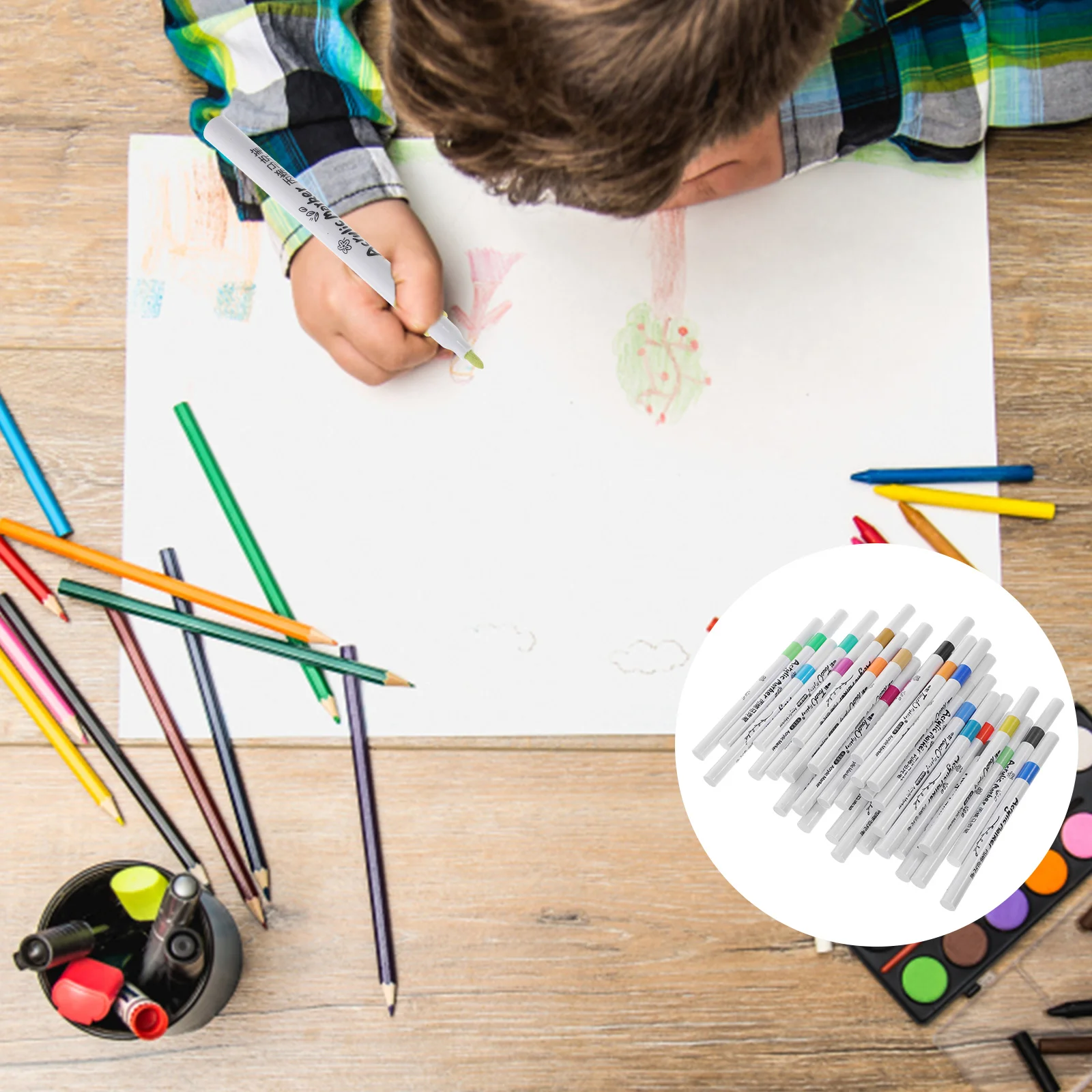 36 Pcs Acrylic Markers Adults Pen Paint Pens Drawing Suite Scrapbooking Plastic Child