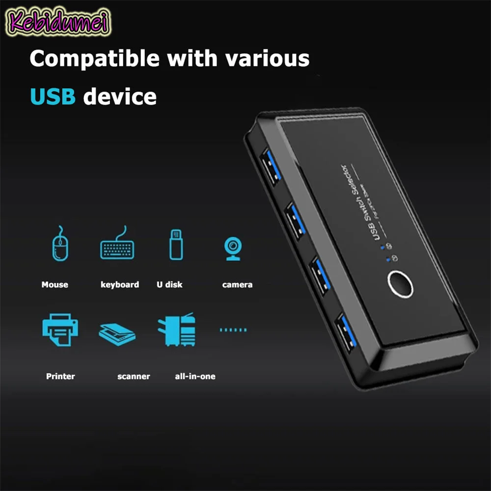 

Kebidumei 2 шт. Share 4 USB-устройства переключатель USB 3,0 KVM переключатель 2x4 Широкая совместимость USB-разветвитель для большинства USB-устройств
