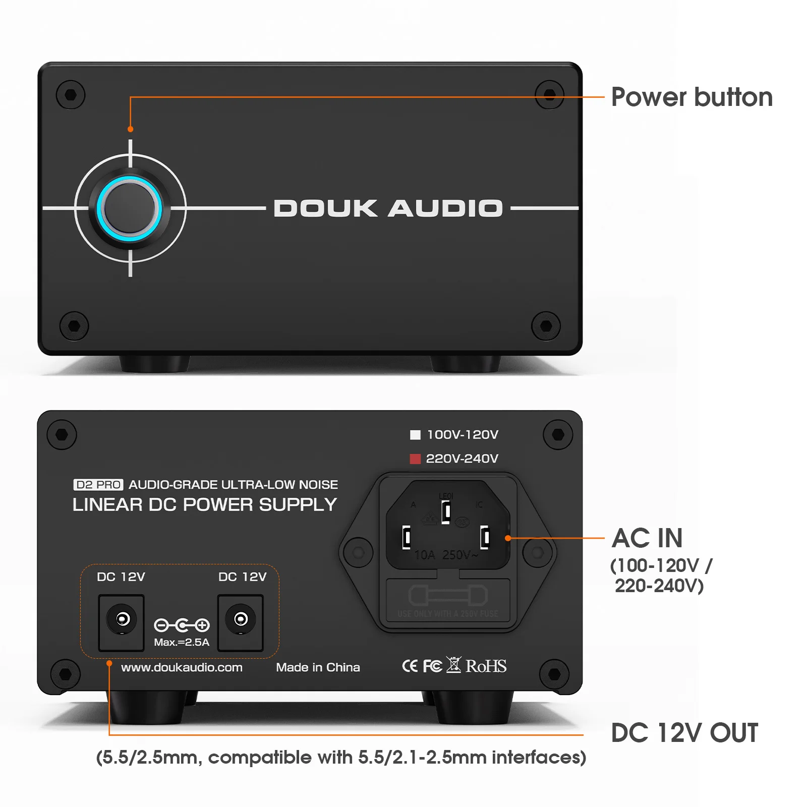 Фото Регулируемый линейный источник питания Douk Audio DC 12V 35W, малошумящий блок питания для Hi-Fi аудио-предусилителей, ЦАП и аудиоустройств №2