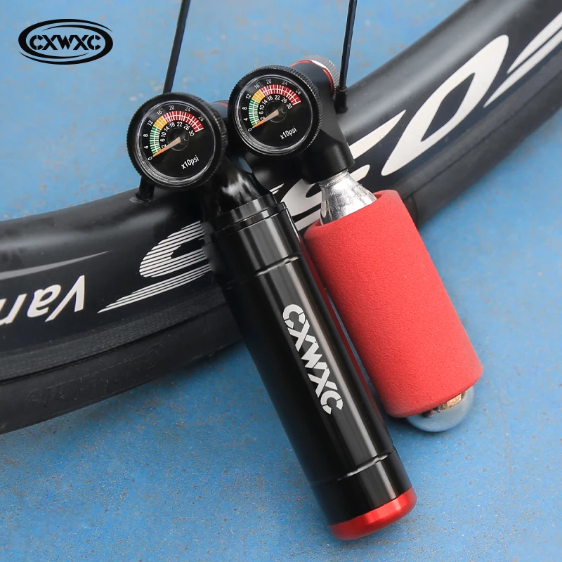 CXWXC Мини Портативный CO2 Картридж накачиватель с прозрачным манометром MTB дорожный велосипед Schrader Presta CNC алюминиевый сплав C02 насос (art.: 3920c97573eeb) - 3920c97573eeb