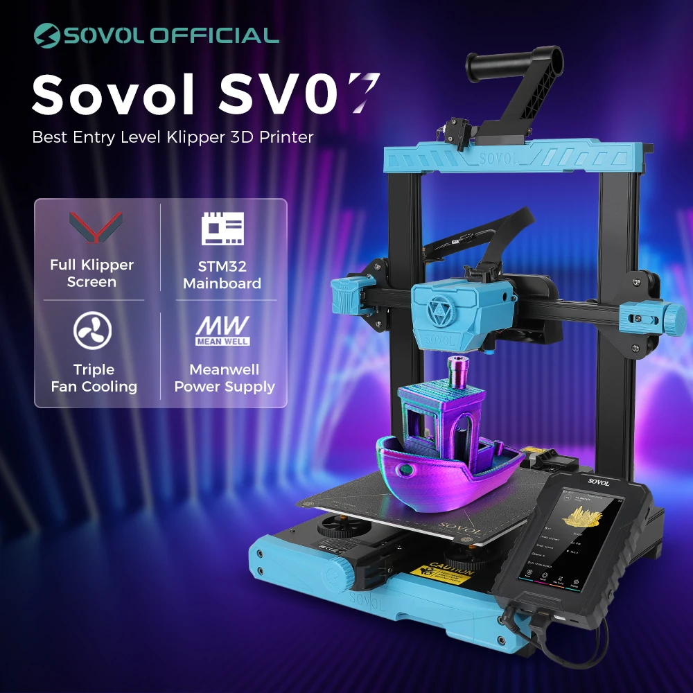 Sovol SV07 Klipper Запчасти для экструдера с прямым приводом 3D принтер Скорость печати 250 мм/с FDM автоматическое выравнивание 32-битная Бесшумная плата Impresora 3d Sovol SV07 Klipper Запчасти для экструдера с прямым приводом 3D принтер Скорость печати 250 мм/с FDM автоматическое выравнивание 32-битная Бесшумная плата Impresora 3d