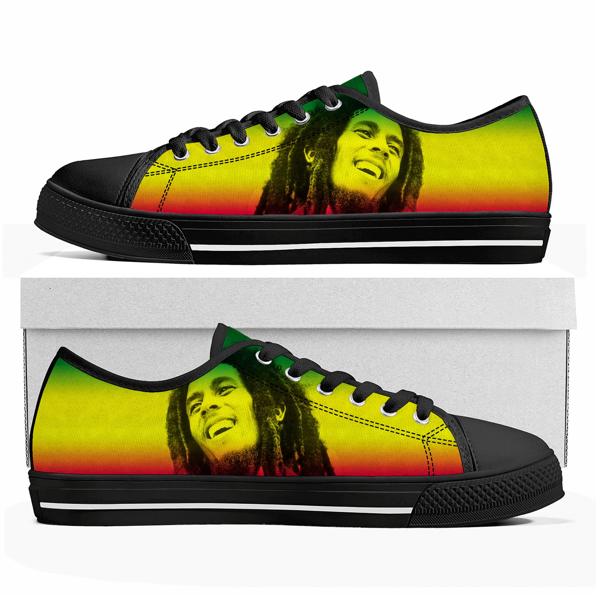

Bob Marley Reggae Rasta Low Top High Quality Sneakers Mens Womens Teenager Canvas Sneaker Singer Casual Couple Shoes Custom Shoe