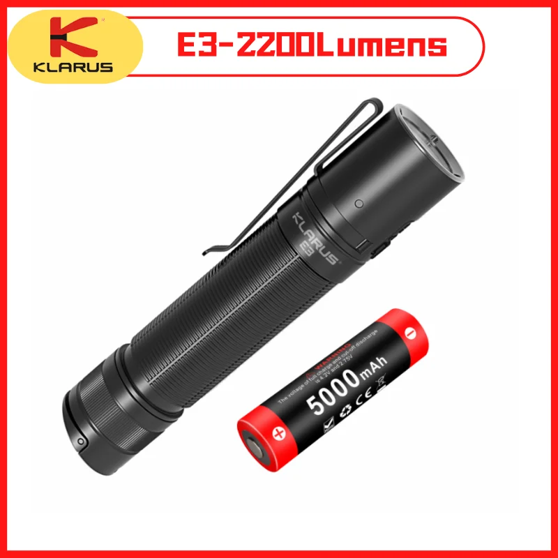 Фонарик KLARUS E3 Тактический аккумуляторный USB Type-C 2200 лм 6500 К 21700 мАч - купить по
