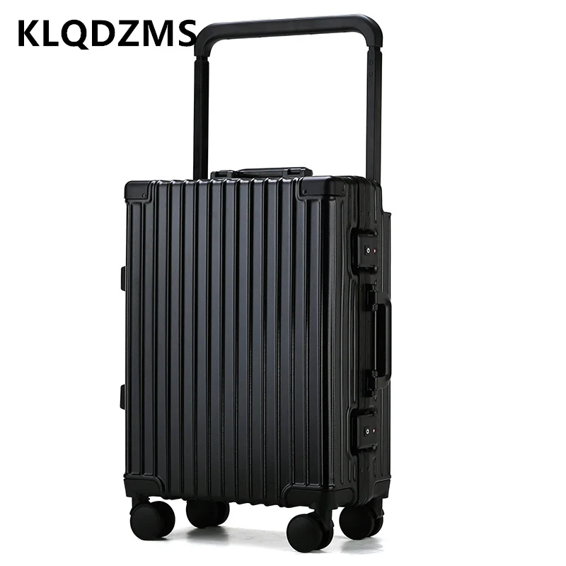 

Новый мужской чемодан KLQDZMS 20 дюймов, 22 дюйма, 24 дюйма, 26 дюймов, ретро алюминиевая рама, тележка, Женский бесшумный Универсальный чемодан на колесах