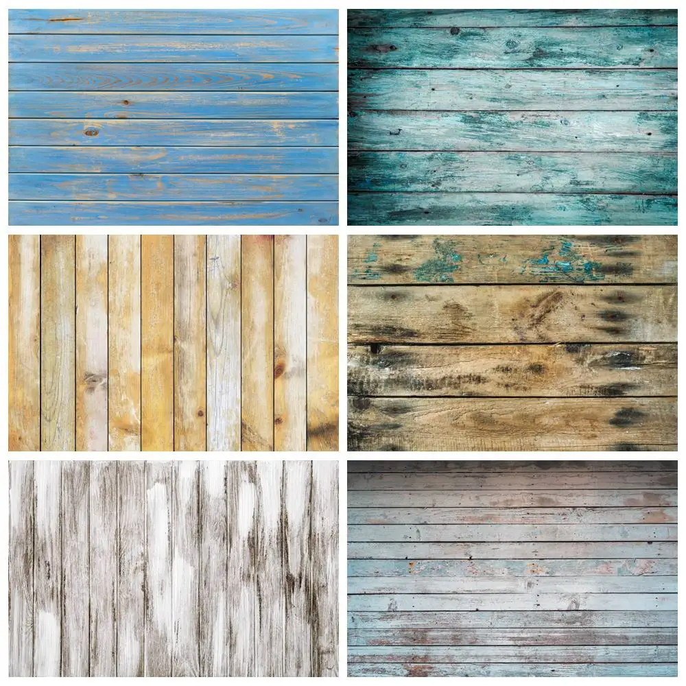 

Wooden Board Decoration Photography Backdrop Custom Grunge Retro Blue Graffiti Planks Wall Party Studio Photo Booth Backgrounds